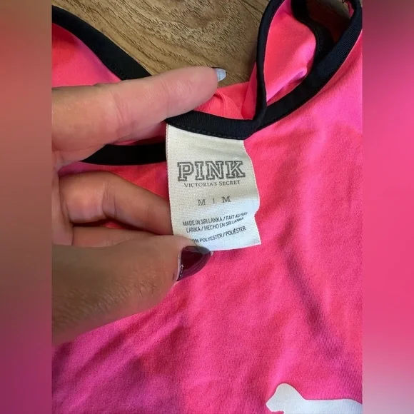 PINK Bright Pink Dog Logo Athletic Workout Tank Top. Size medium. - Picture 2 of 4